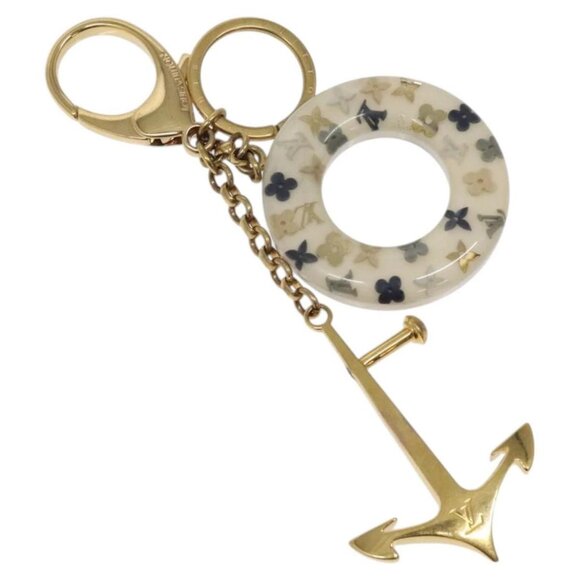 LOUIS VUITTON Porte Cles Marina Key Holder Charm Gold Tone - Picture 1 of 10
